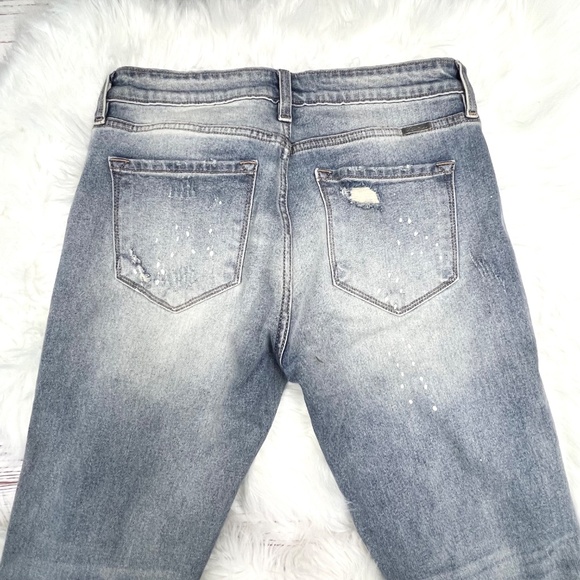 👖|•KANCAN•| Distressed Paint Splatter Cuffed Jeans Size 5/26👖 - Picture 3 of 7
